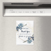 White Blue Floral Frame Thank You Wedding Favors M マグネット (インサイチュ (食洗機))