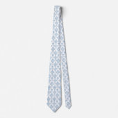 White blue floral pattern neck tie ネクタイ (正面)