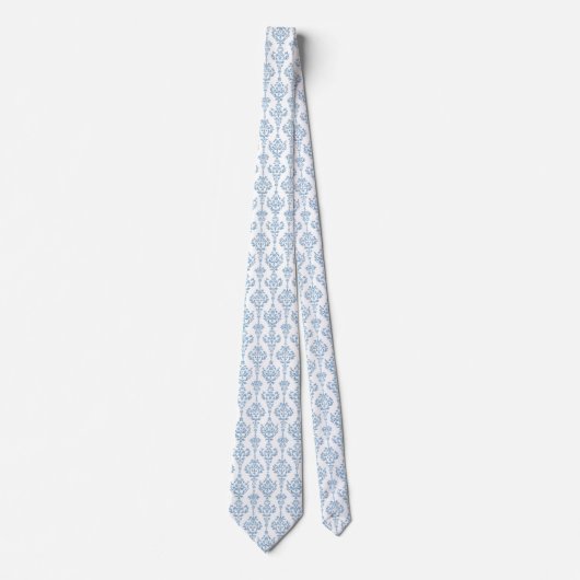 White blue floral pattern neck tie ネクタイ (正面)