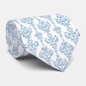 White blue floral pattern neck tie ネクタイ (ロール)