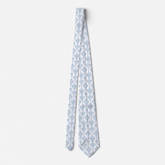 White blue floral pattern neck tie ネクタイ (裏面)