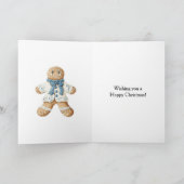 White Blue Gingerbread Man Cookie Christmas  カード (内部)