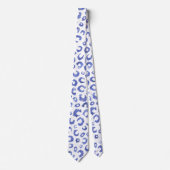 White Blue Glitter Leopard Animal Print ネクタイ (正面)