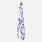 White Blue Glitter Leopard Animal Print ネクタイ (裏面)