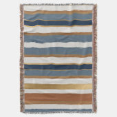 White blue gold and copper horizontal stripes スローブランケット (正面縦)