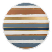 White blue gold and copper horizontal stripes セラミックノブ (正面)