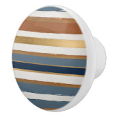 White blue gold and copper horizontal stripes セラミックノブ (右)