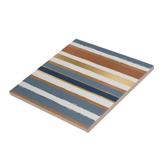 White blue gold and copper horizontal stripes タイル (側面)