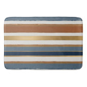 White blue gold and copper horizontal stripes バスマット (正面)