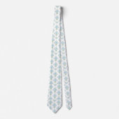 White blue green pattern neck tie ネクタイ (正面)