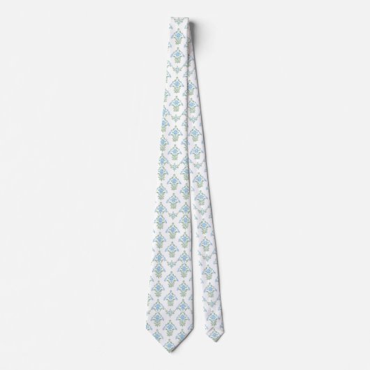 White blue green pattern neck tie ネクタイ (正面)