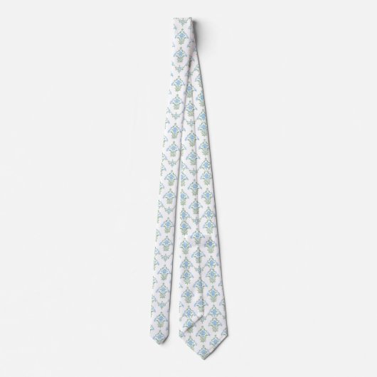 White blue green pattern neck tie ネクタイ (裏面)