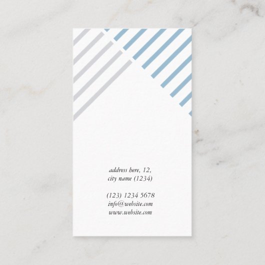 White blue grey stripes minimal modern simple card 名刺 (裏面)