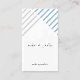 White blue grey stripes minimal modern simple card 名刺