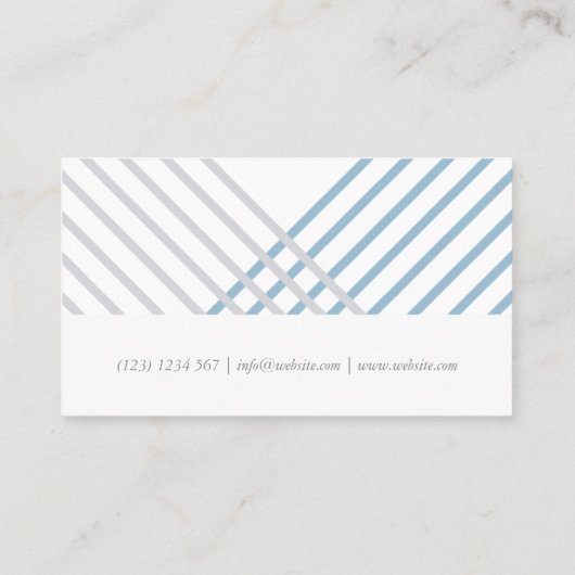 White blue grey stripes modern minimal simple card 名刺 (裏面)
