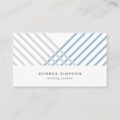 White blue grey stripes modern minimal simple card 名刺 (正面)