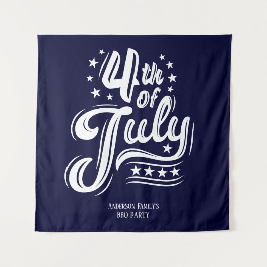 White &Blue independence Day BBQ Party タペストリー (正面)