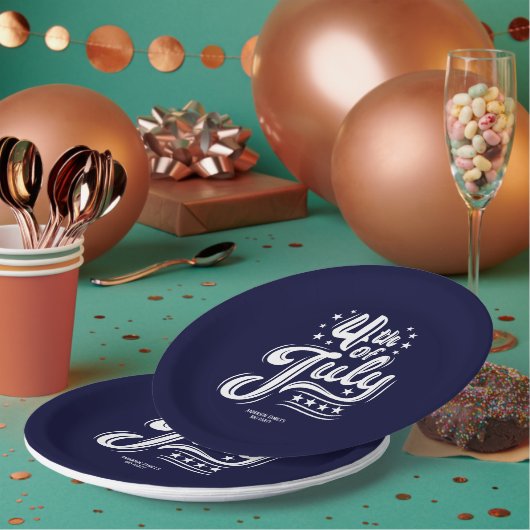 White &Blue independence Day BBQ Party ペーパープレート (複数)