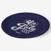 White &Blue independence Day BBQ Party ペーパープレート (アングル)