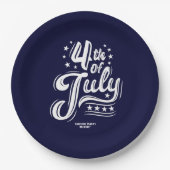 White &Blue independence Day BBQ Party ペーパープレート (正面)