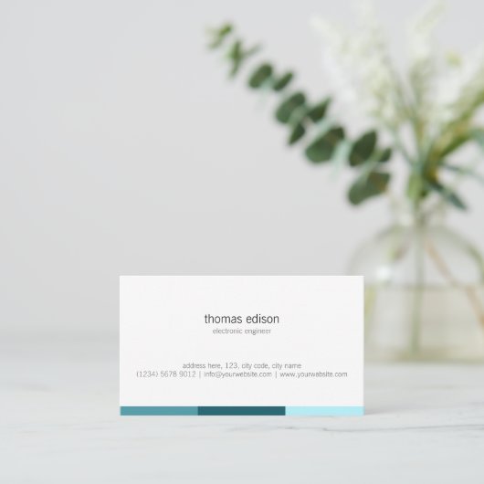 White blue mint classy minimal geometric design 名刺 (スタンド正面)