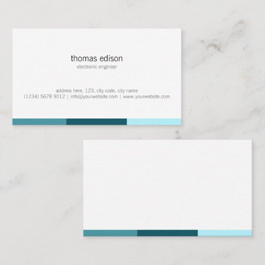 White blue mint classy minimal geometric design 名刺 (正面/裏面)