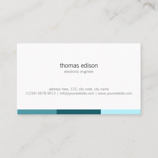 White blue mint classy minimal geometric design 名刺 (正面)