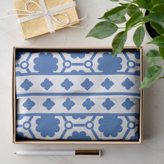 White Blue Modern Bone Inlay Decoupage Paper 薄葉紙 (ギフト)