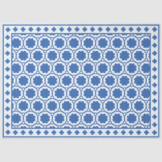 White Blue Modern Bone Inlay Decoupage Paper 薄葉紙 (正面)