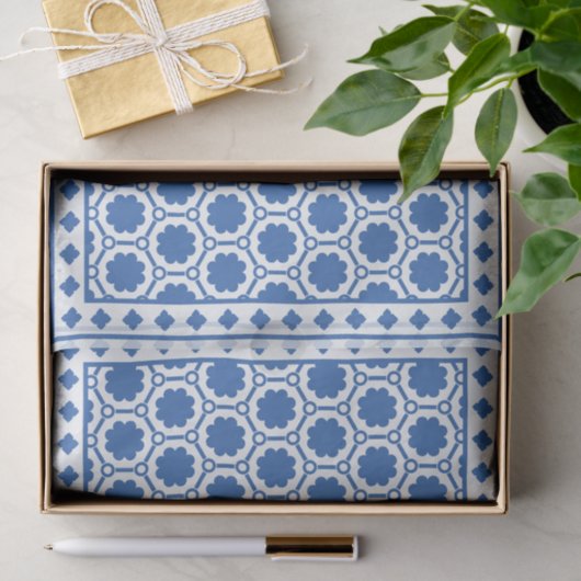 White Blue Modern Bone Inlay Decoupage Paper 薄葉紙 (ギフト)