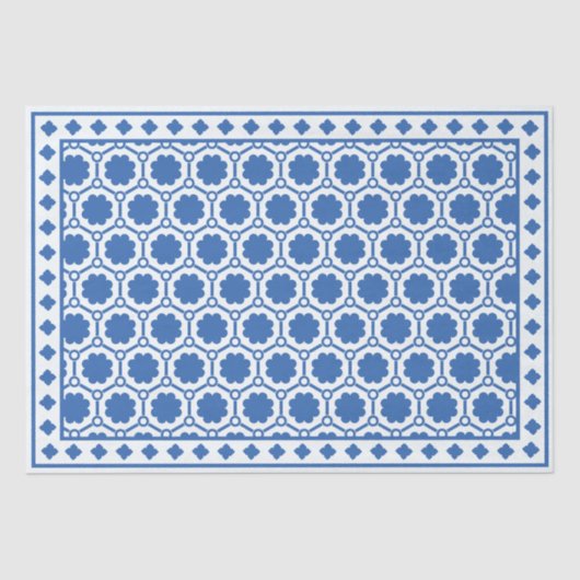 White Blue Modern Bone Inlay Decoupage Paper 薄葉紙 (正面)