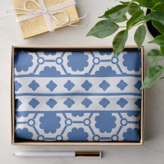 White Blue Modern Bone Inlay Decoupage Paper 薄葉紙 (ギフト)