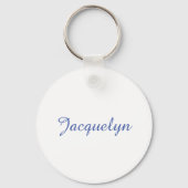 White Blue Plain Elegant Modern Calligraphy Name キーホルダー (正面)