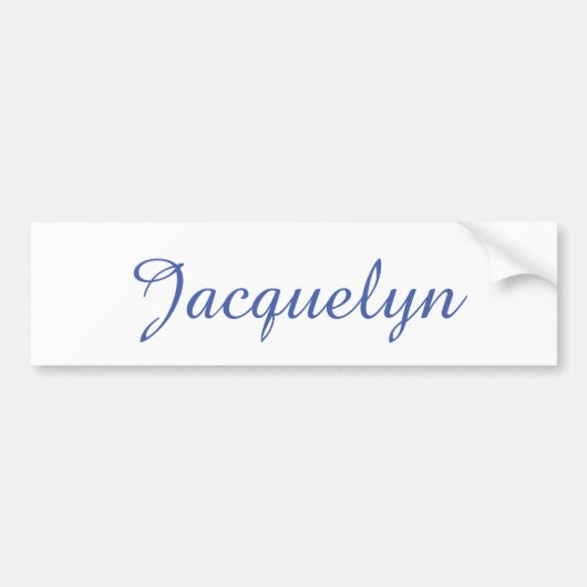 White Blue Plain Elegant Modern Calligraphy Name バンパーステッカー (正面)