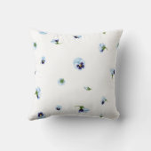 White Blue Purple Japanese Pansy Floral Pattern クッション (裏面)