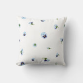 White Blue Purple Japanese Pansy Floral Pattern クッション (正面)