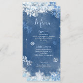 White Blue Snow in Love Snowflake Bridal Shower メニュー (正面/裏面)