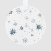 White Blue Snowflakes Christmas Coconut Bow オーナメント (裏面)