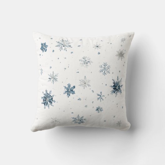 White Blue Snowflakes Christmas Coconut Bow クッション (裏面)