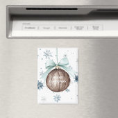 White Blue Snowflakes Christmas Coconut Bow マグネット (インサイチュ (食洗機))