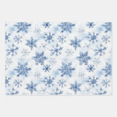 White Blue Snowflakes Winter Christmas ラッピングペーパーシート (正面3)