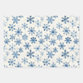 White Blue Snowflakes Winter Christmas ラッピングペーパーシート (正面2)