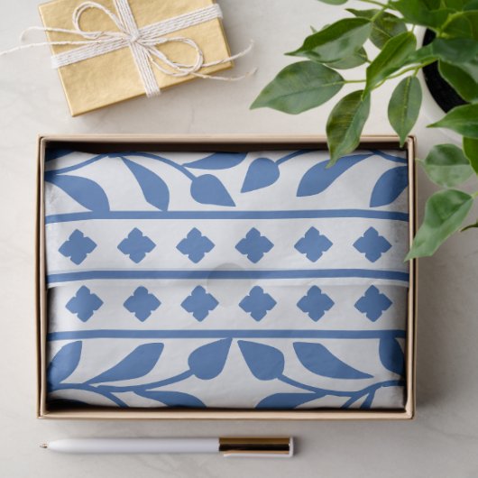 White Blue Traditional Bone Inlay Decoupage Paper 薄葉紙 (ギフト)