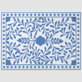 White Blue Traditional Bone Inlay Decoupage Paper 薄葉紙