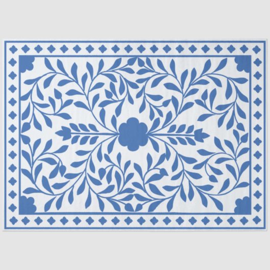 White Blue Traditional Bone Inlay Decoupage Paper 薄葉紙 (正面)