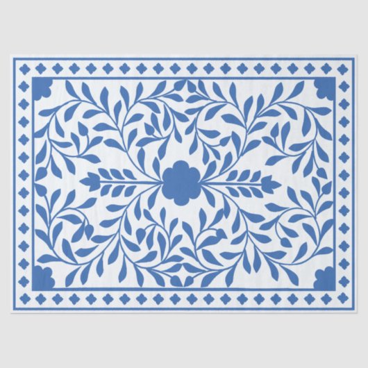 White Blue Traditional Bone Inlay Decoupage Paper 薄葉紙 (正面)