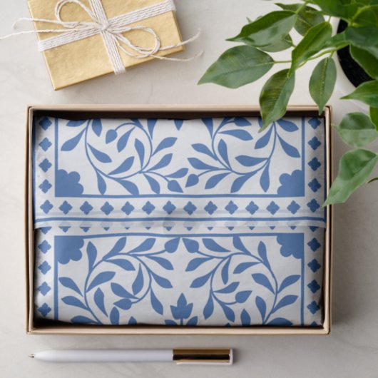 White Blue Traditional Bone Inlay Decoupage Paper 薄葉紙 (ギフト)