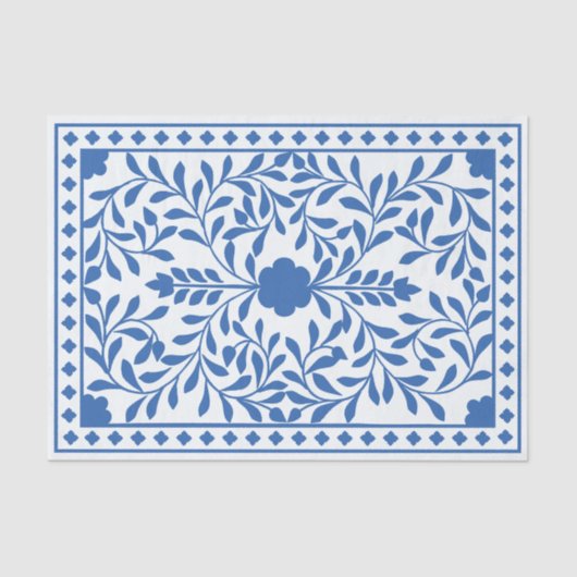 White Blue Traditional Bone Inlay Decoupage Paper 薄葉紙 (正面)