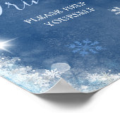 White Blue Winter Snowflake Bridal Shower Drinks ポスター (角)