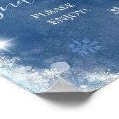 White Blue Winter Snowflake Bridal Shower Snacks ポスター (角)